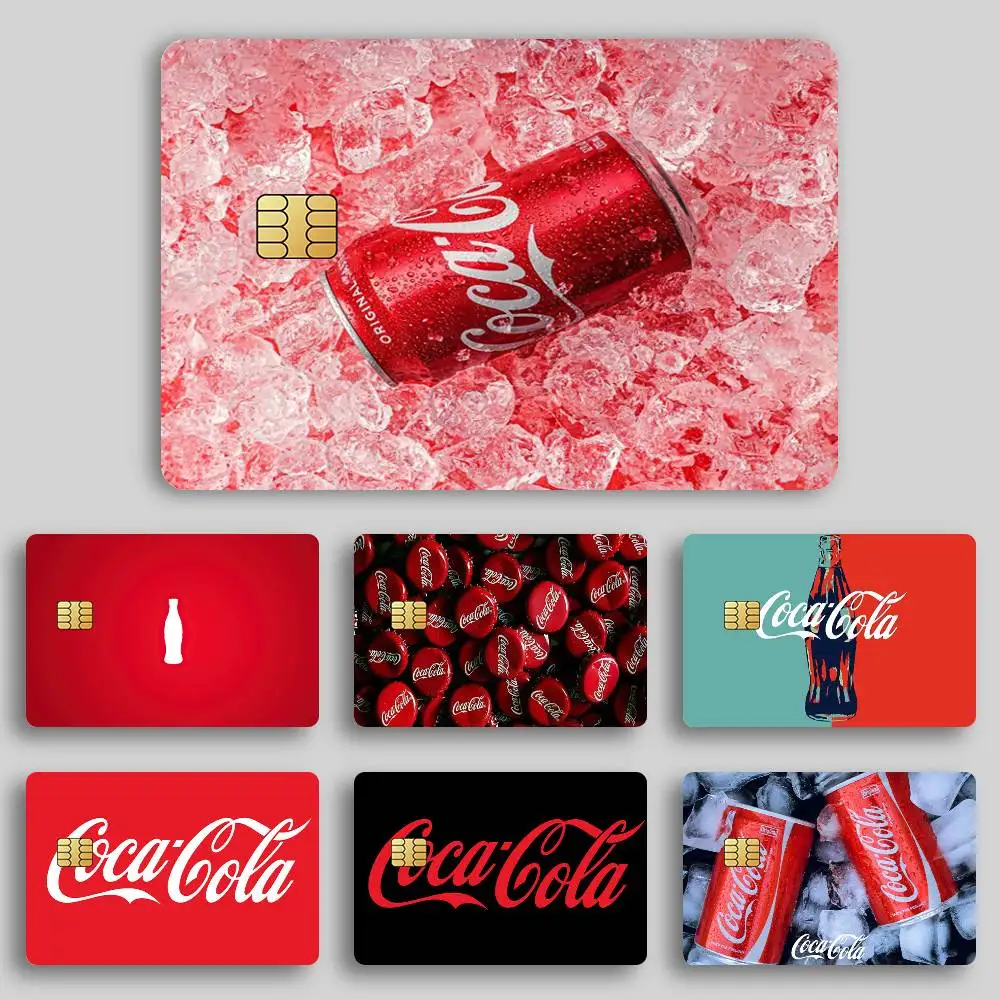 Marca de moda Soda C-Coca C-Colaes Poster cubierta de piel de crédito pegatinas de tarjetas 4 Uds película autobús paso decoración frontal débito bancario
