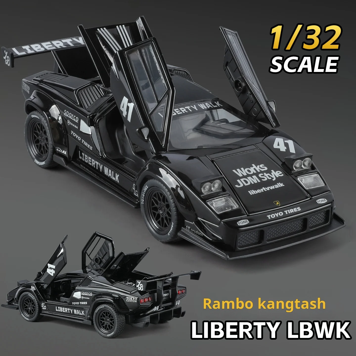 

1/32 Lambo Kontash, модель автомобиля из сплава, имитация гоночной версии, игрушка, пятидверный коллекционный орнамент, детский подарок, подарок на Новый год