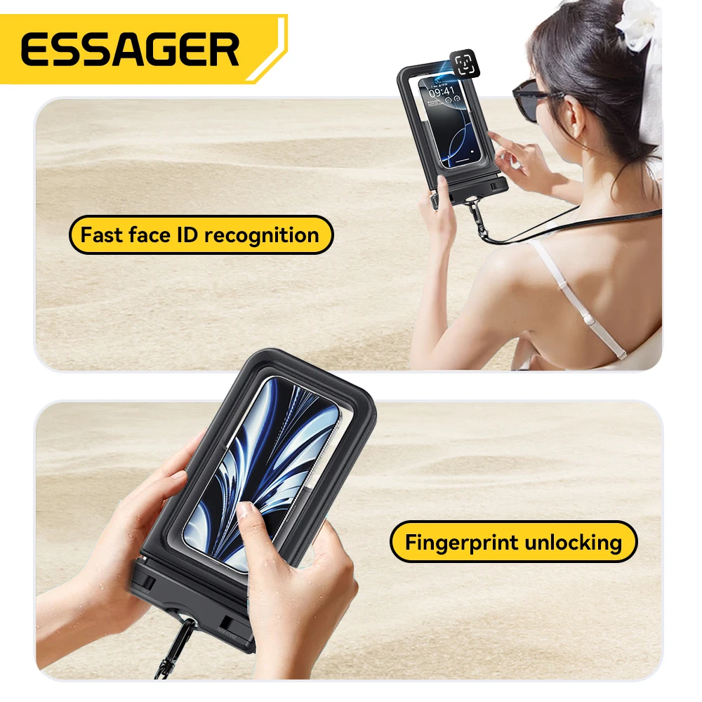 Essager Custodia per telefono impermeabile a doppio tasca IPX8 per iPhone16 15 14 13 Borsa galleggiante asciutto per lo snorkeling Beach Swim Cover universale