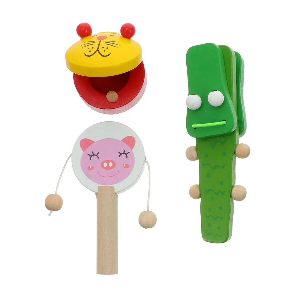 

3 Pcs Wooden Music Toys Kids Instrument Rattle Props Percussion Exquisite Instruments Practical Child Educational Playthings