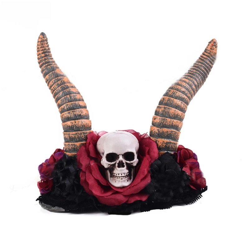 Halloween Devil Horns Headband Antelope Headband Gothic Skull Headwear Dropship