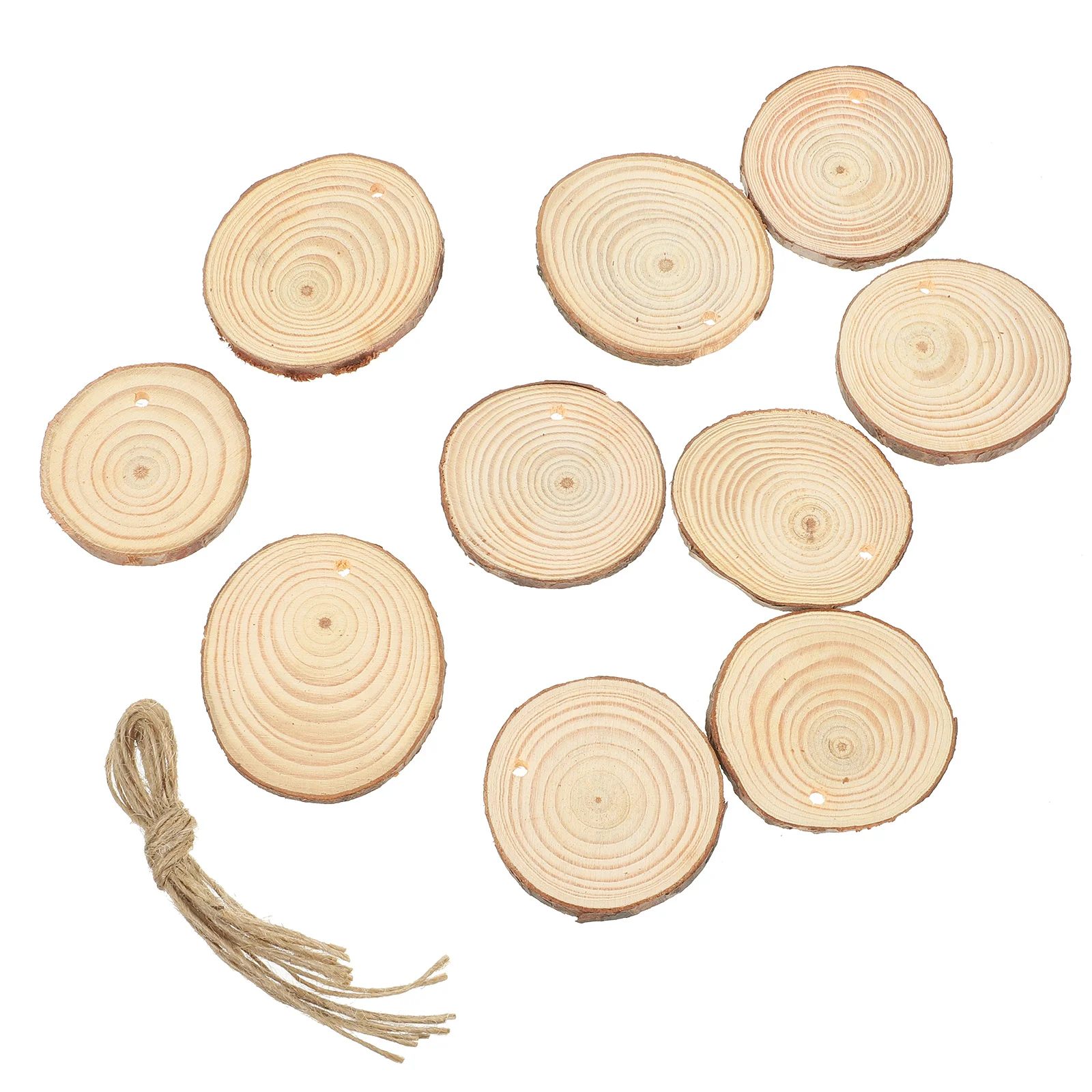 

10Pcs Christmas Wood Ornaments Natural Unfinished Round Wood Slices Predrilled for Crafts DIY Home Decoration Christmas Craft