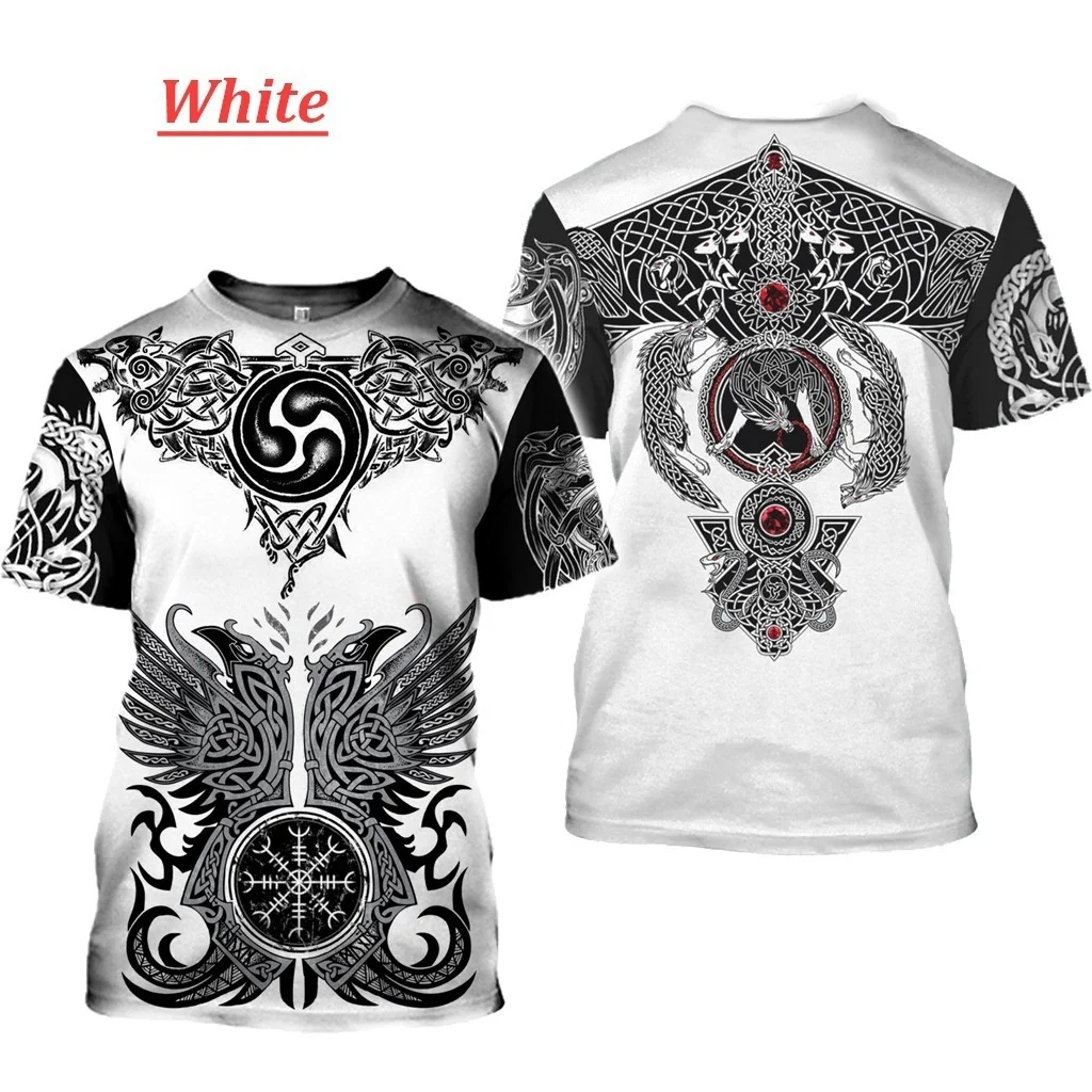 Fashionable Men's clothing Women Men Viking Tattoo Art Skull graphic T-Shirt 3D Print Vikings Short Sleeves Plus Size XXS-6XL