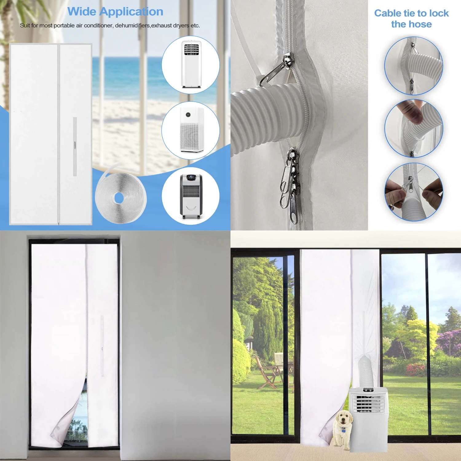 

портативный комплект вентиляционного отверстия для раздвижной двери, шланг кондиционера, регулируемая уплотнительная пластина, аксессуары для кондиционера для дома