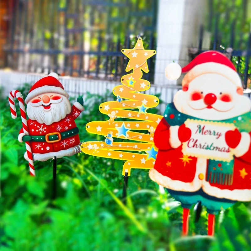 2024 Christmas Decoration garden sign Floor plug patio grass decoration Santa sign stakes