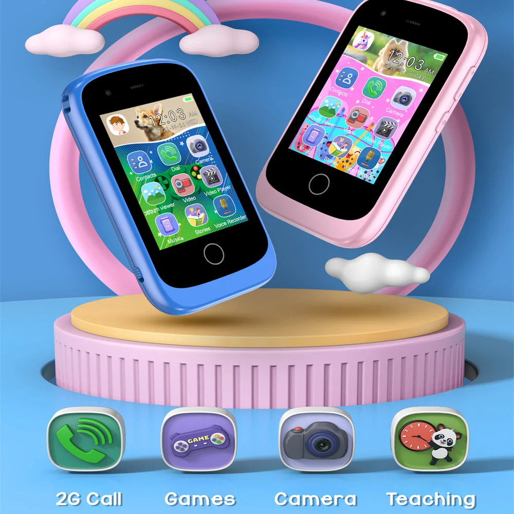 Kids Smart Watch 2G SOS Call Phone Watch 17 Games Dual Cameras Taking Photo Video Record Music Play Calculator Audio Book