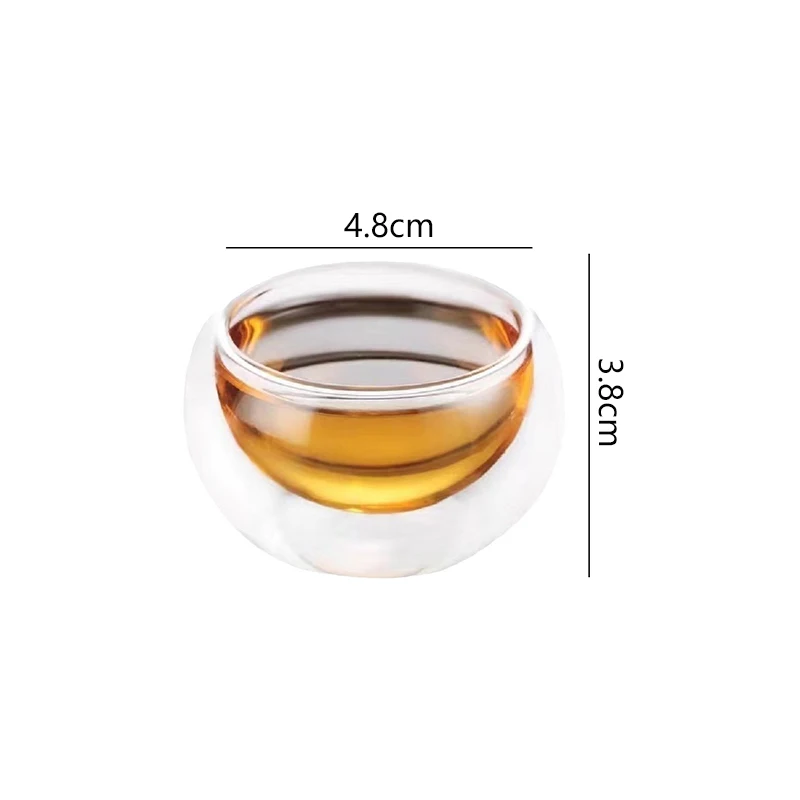 6pcs Set 50ml Heat-Resistant Transparent Double Layer Glass Drinkware Small Kung Fu Tea Cup Tasting Cups Teaware Chinese Teacups