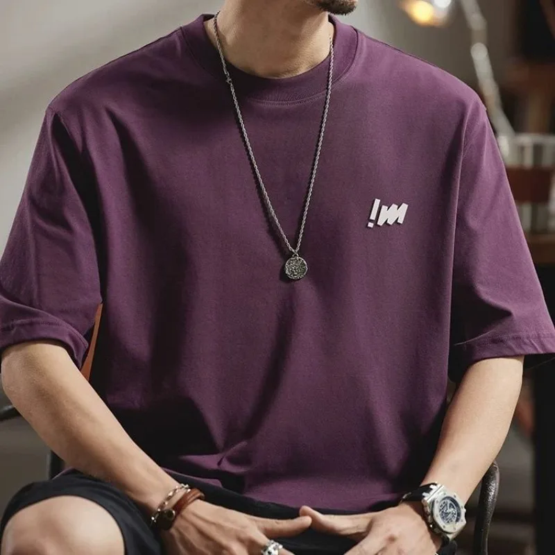 

GELITAYIN American Retro T Shirts Men Printing Heavyweight Cotton Street O-Neck Short-Sleeve Casual Outdoor Breathable Oversized