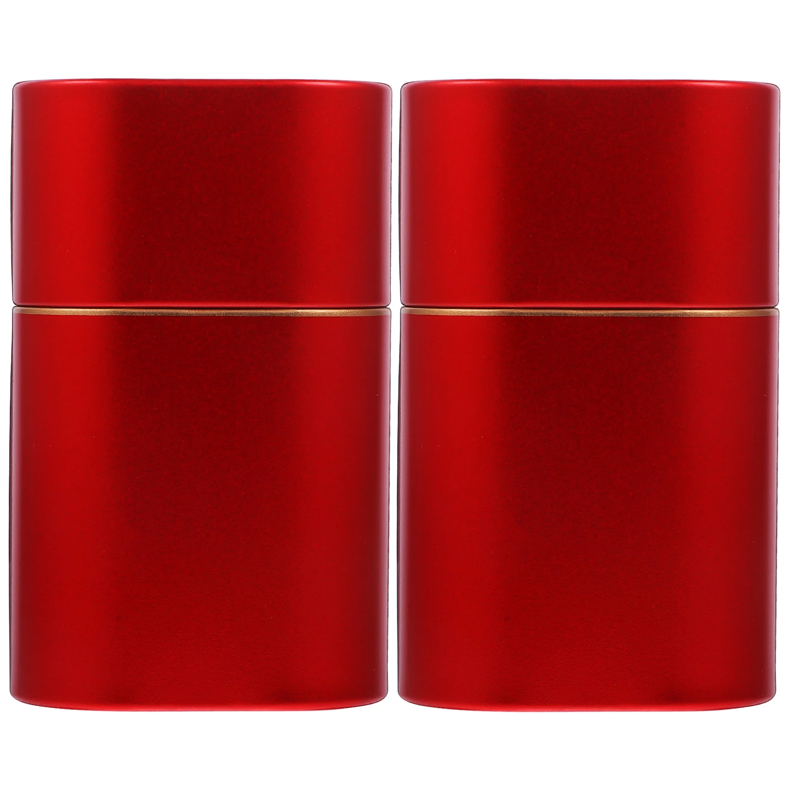 

2 Pcs Tea Tin Can Tinplate Storage Jar Portable Airtight Canister Loose Container Tins