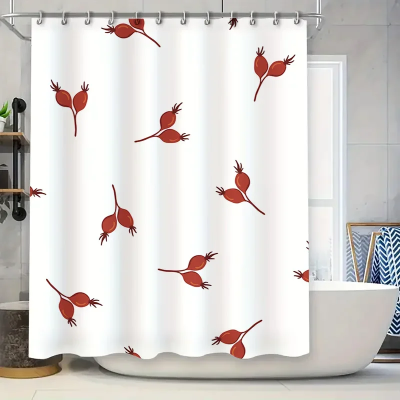 

«Очаровательная занавеска для душа с ягодным узором, водонепроницаемая ткань с крючками, уникальный дизайн для декора ванной комнаты, доступны различные размеры