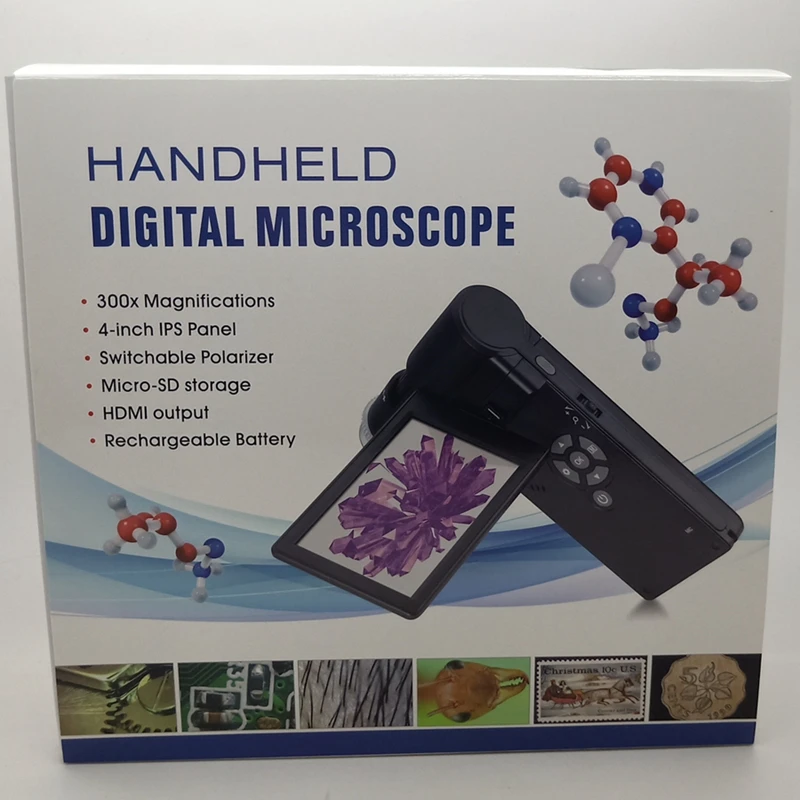 Imagem -05 - Microscópio Móvel Digital Portátil Lupa de Câmera Dobrável Original Hdmi Saída de tv Li-bateria 5mp hd Display Lcd 10x300x