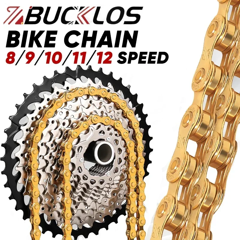 

BUCKLOS MTB Road Bike Gold Chain 8/9/10/11/12 Speed Bicycle Chain Universal High Quality Durable Chain Bike Current Bicycle Part