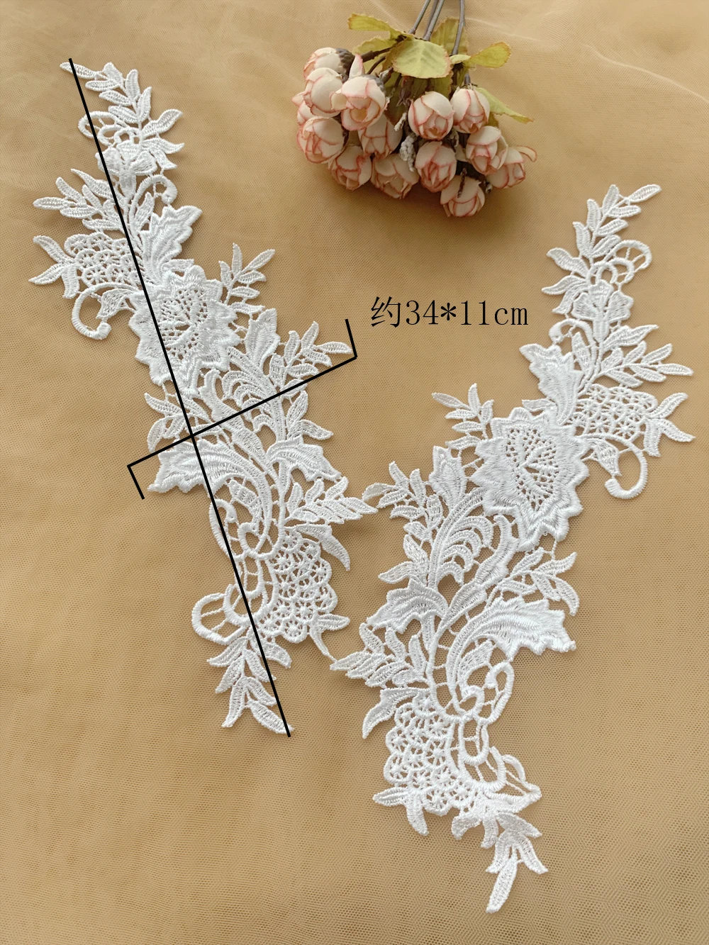 Water Soluble Embroidery Lace, Mirror Flower, Wedding Veil, Handmade DIY Accessories, Hollow Pattern, 10Pcs, 5Pair