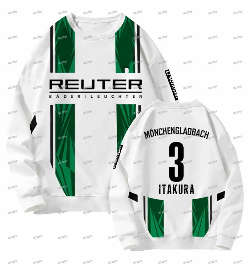 Men's Autumn and Winter Football Training Jersey Round Neck Sweatshirt Borussia M ö nchengladbach Fan Pullovers Men's Clothing