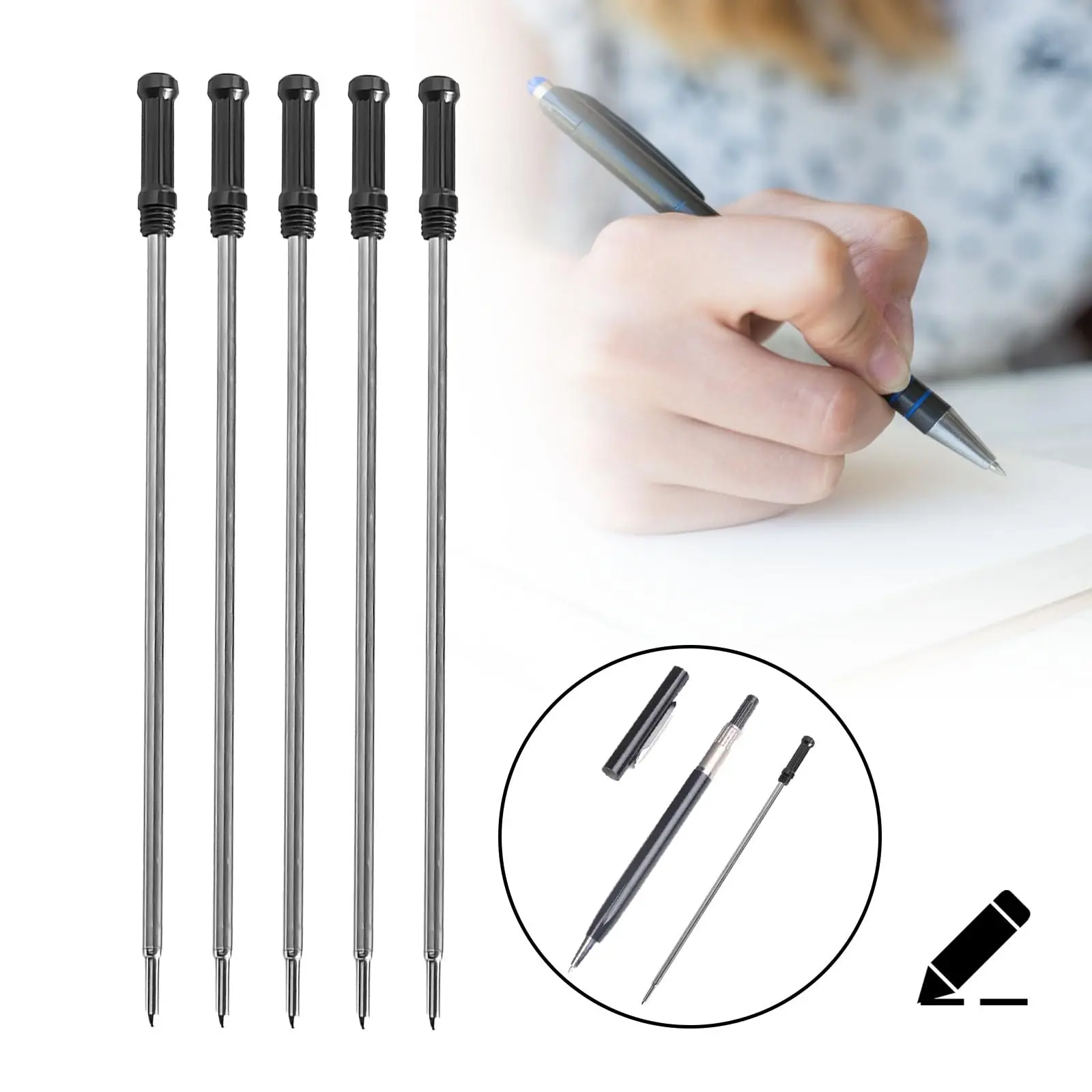 10pack/lot Metal Ballpoint Pen Refills Strong And Eco-friendly Non-deformable Replacement Metal Made