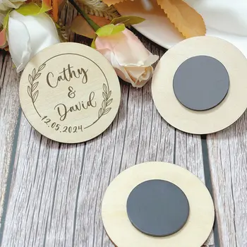 Svatební magnety, suvenýry pro hosty, personalizované dřevěné magnety na ledničku, svatební dárky, dárky na párty 12 nejlepší prodej magnetické svatební dárky - №3
