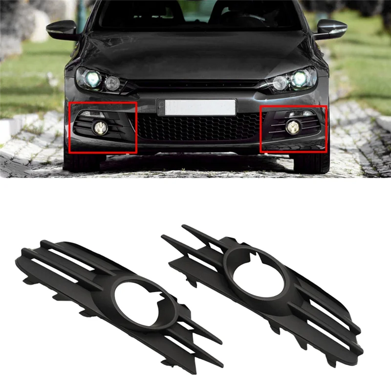 2PCS Car Front Bumper Fog Light Mesh Grille Fog Lamp Cover for VW Scirocco 2009-2014 1K8853665 1K8853666