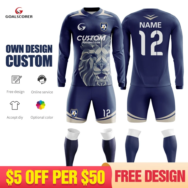 Camiseta de futbol de manga larga con cuello redondo para hombre diseno personalizado sublimacion gran tamano Culb equipo de futbol camisetas de portero M910 AliExpress