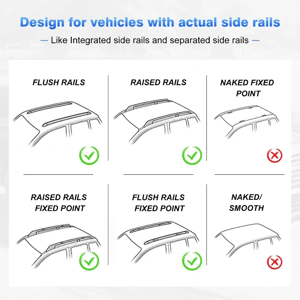 53 inch Universal Luggage Rack Roof Rack Cross Bars Silver Crossbar Carrier Rail Holder 150KG Load For 4-door car/truck/SUV