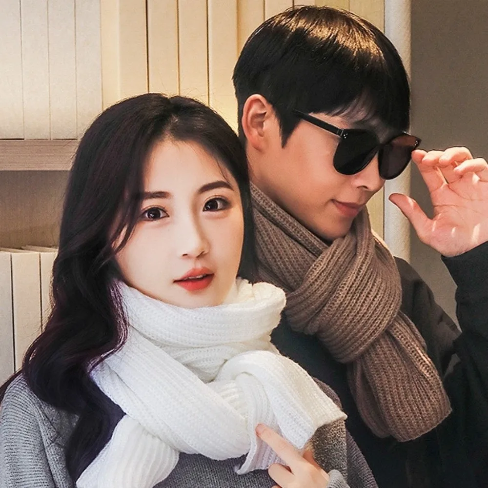 

2Pcs Set Fashion Windproof Knitted Hat Scarf Plush Thicken Men's Hat Simple Soft Warm Scarf Winter Autumn
