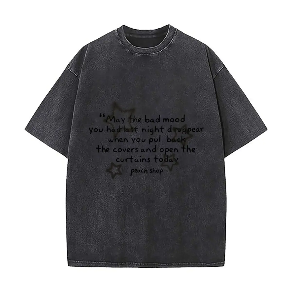 May The Bad Mood Disappear Covers Curtains Today Peach Shop Vintage Distressed Loose Streetwear Tops
