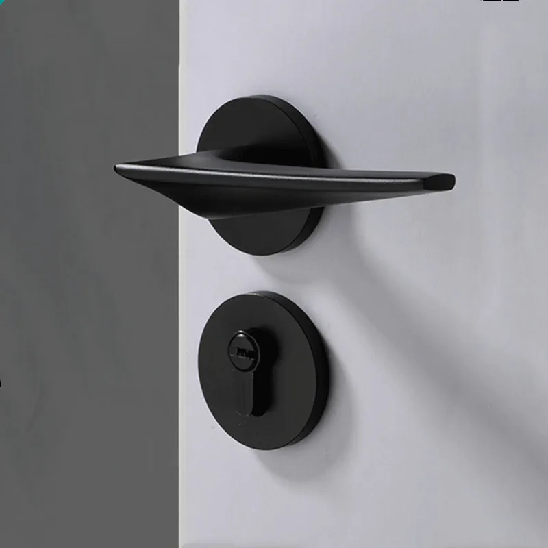 

American Aluminum Alloy Door Lock Mute Bedroom Bathroom Door Handle Lock Mechanical Anti-theft Furniture Hardware Accessories