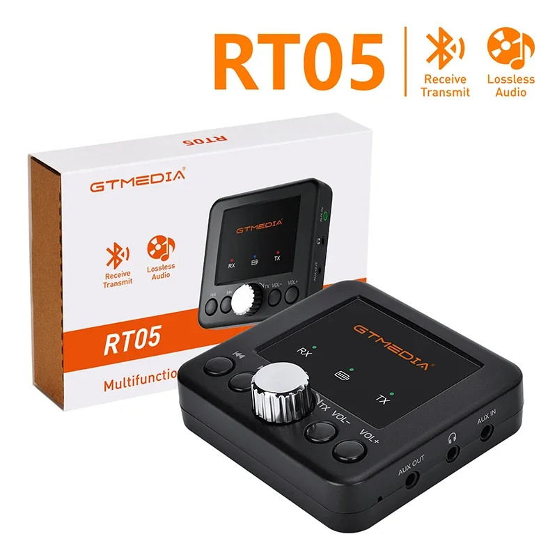 GTMEDIA-Récepteur et émetteur Bluetooth d'origine, adaptateur audio, compatible avec téléphone, tablette, voiture, ordinateur, haut-parleur, RT05, 2 en 1, 5.0