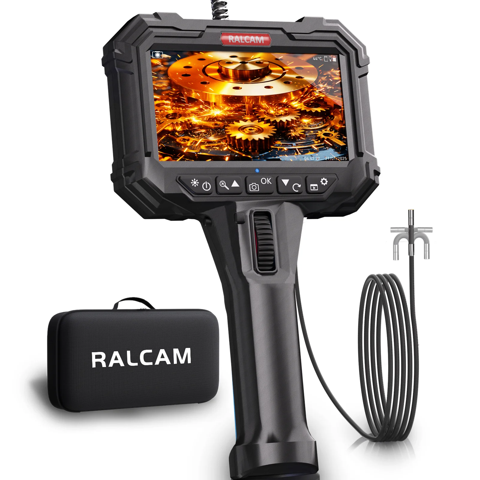 

Ralcam 8X Zoom Two-way Articulating Borescope 5.5mm 5"IPS waterproof Screen Industrial Endoscope Camera 8 LEDs For Inspection