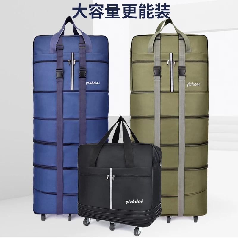 Portable Folding Luggage Bag Universal Wheel Overseas Air Consignment of Extra Large Capacity Telescopic Oxford Cloth Bag