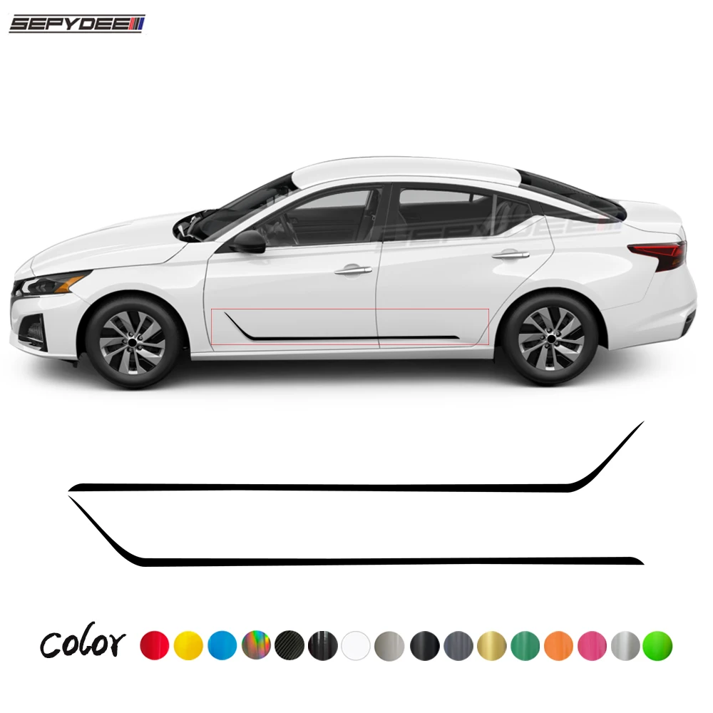 

2Pcs Car Door Waist Line Side Skirt Stickers for Nissan Altima 2019-2023 Auto Body Stripe Kits Vinyl Decals Car Accessories