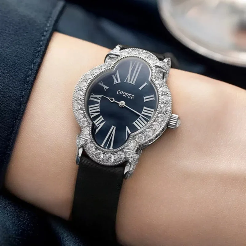 Vintage Minimalist Quartz Women's Watch Japanese Movement Roman Numerals Dial Leather Waterproof Ladies Watch relojes para mujer