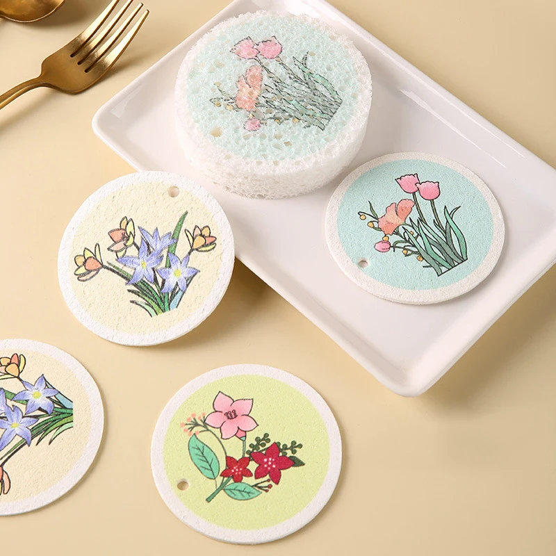 لب الخشب إسفنجة مضغوطة تجوب منصات لغسل الأطباق تنظيف المطبخ ممحاة سحرية وعاء تنظيف القماش #2