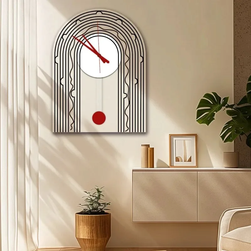 

Arch Pendulum Living Room Wall Clocks Silent Creative Simple Modern Bedroom Wall Watch European Unique Design Home Decoration
