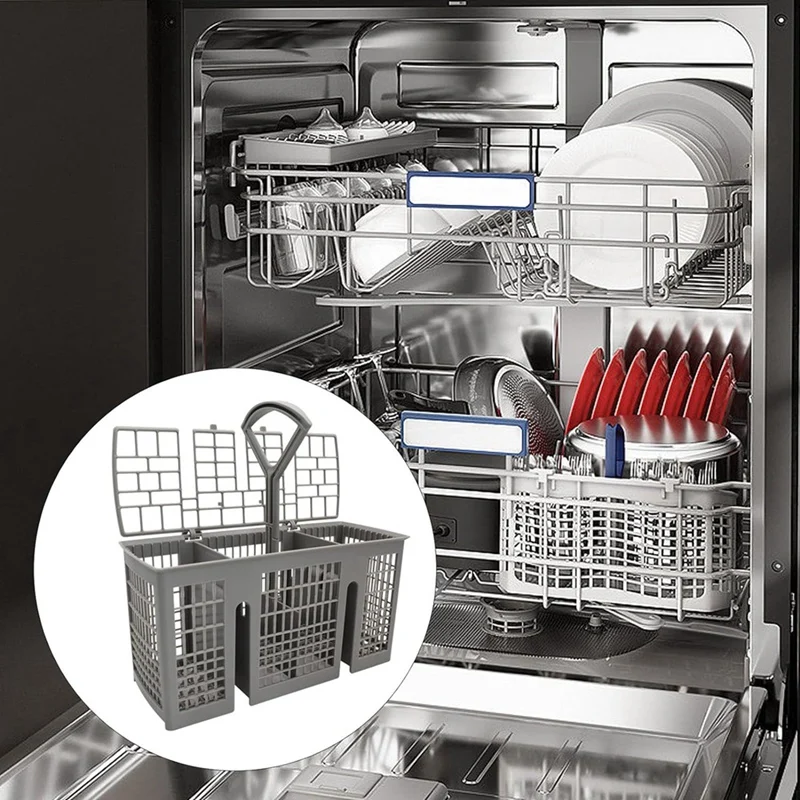 Universal Dishwasher Cutlery Basket Replacement, with Removable Handle, Dishwasher Utensil Holder for and-ROWI