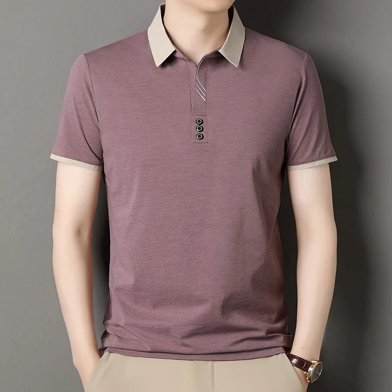 

Мужская футболка с длинными рукавами, осень 2024, новая тенденция, молодежная рубашка с воротником, деловая повседневная рубашка-поло, мужская