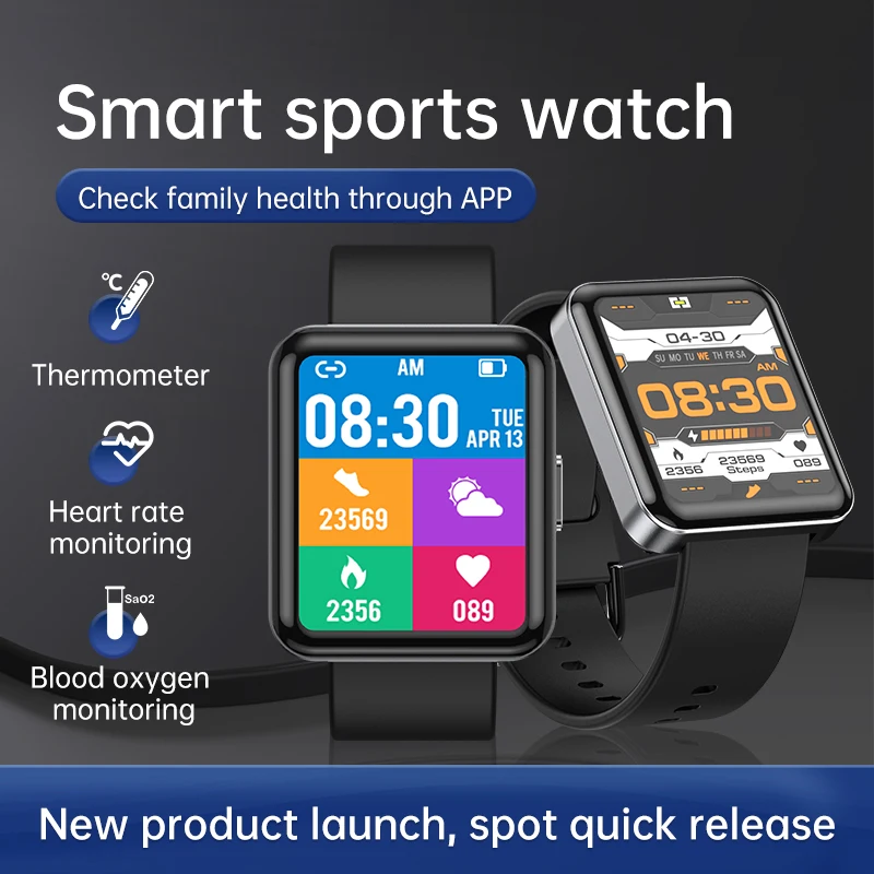 

New Smart Watch Men Women Temperature Blood Pressure Heart Rate Sleep Monitor Sport Fitness Bracelet IP68 Waterproof Smartwatch