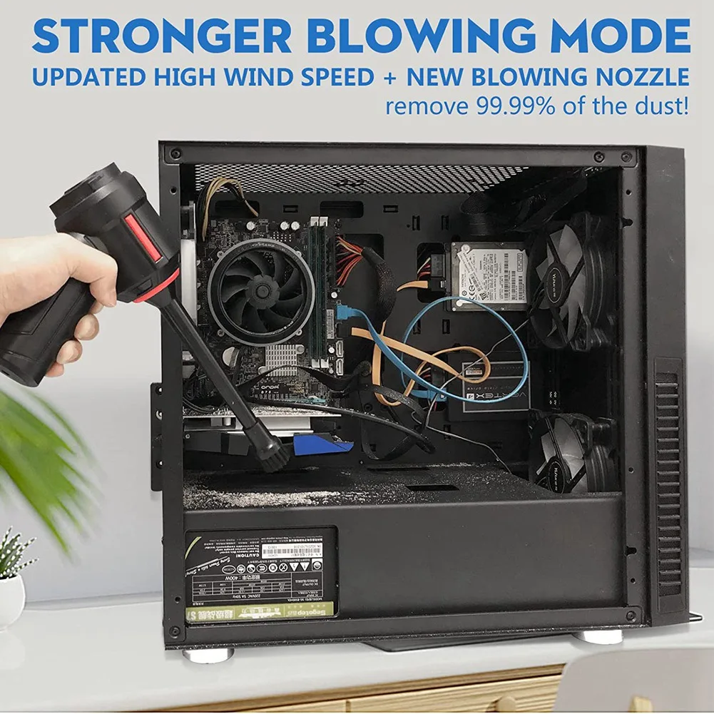 Portátil portátil computador aspirador de pó, ar comprimido espanador, ventilador, sem fio, recarregável, 3 em 1