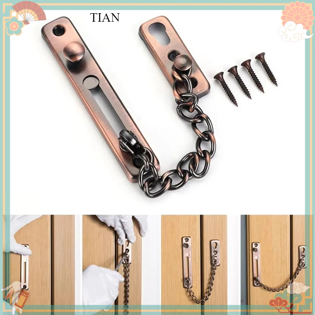Door Chain with Lock Door Lock Bolt Chain Kids Safety Security Home Latch Buckle Guard Lock Anti-Theft Hotel Hardware Accessorie