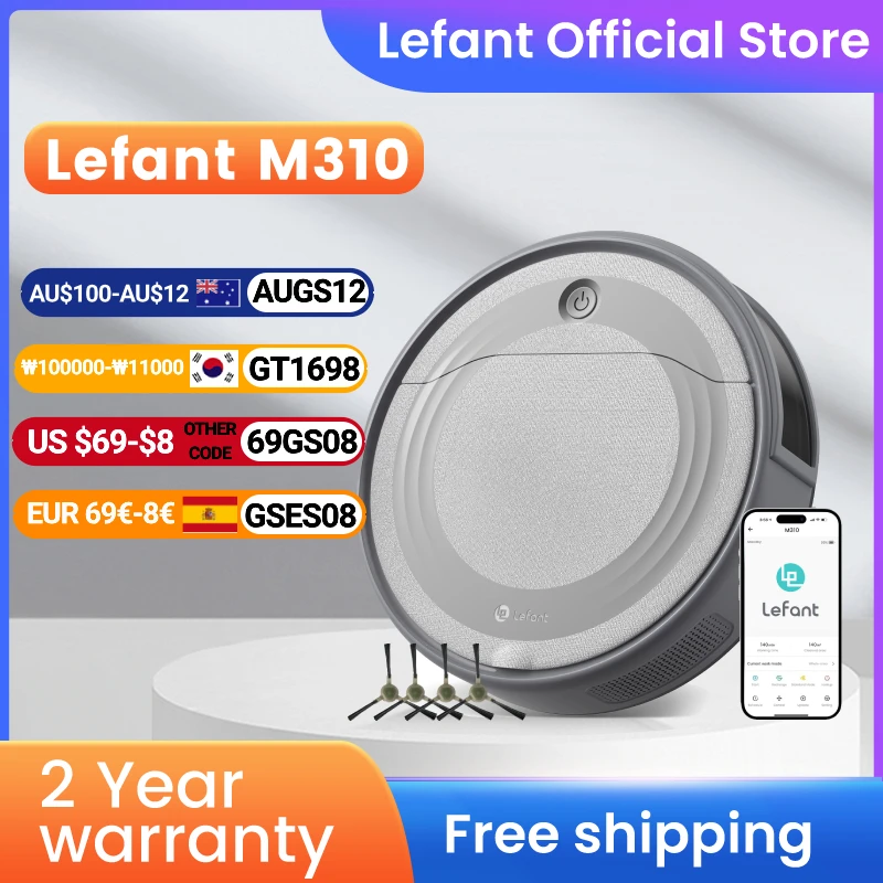 Lefant M310 Robot Vacuum Cleaner-4500Pa Powerful Suction, PreciSense Obstacle Avoidance, 140 Mins Self-Charging,App/Voice/Remote