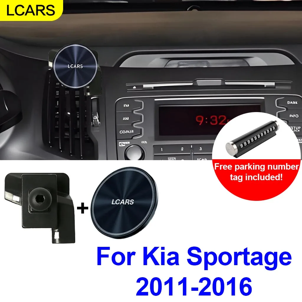 Suitable for Kia Sportage 2011-2016 Models, Multi-Angle Rotatable and Adjustable Car-Specific Phone Holder, Comes with a Metal Parking Number Plate