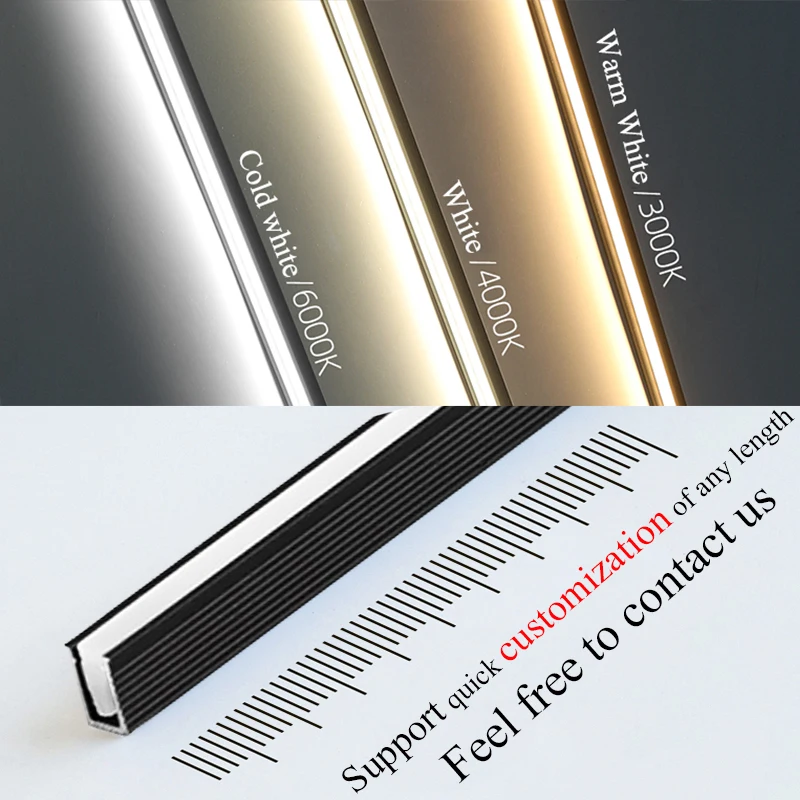 Invisible Ultra Thin LED Cabinet Layer Shelf Panel Light Bar DC12V Slotted Installation For Bathroom Bedroom Wardrobe Kitchen