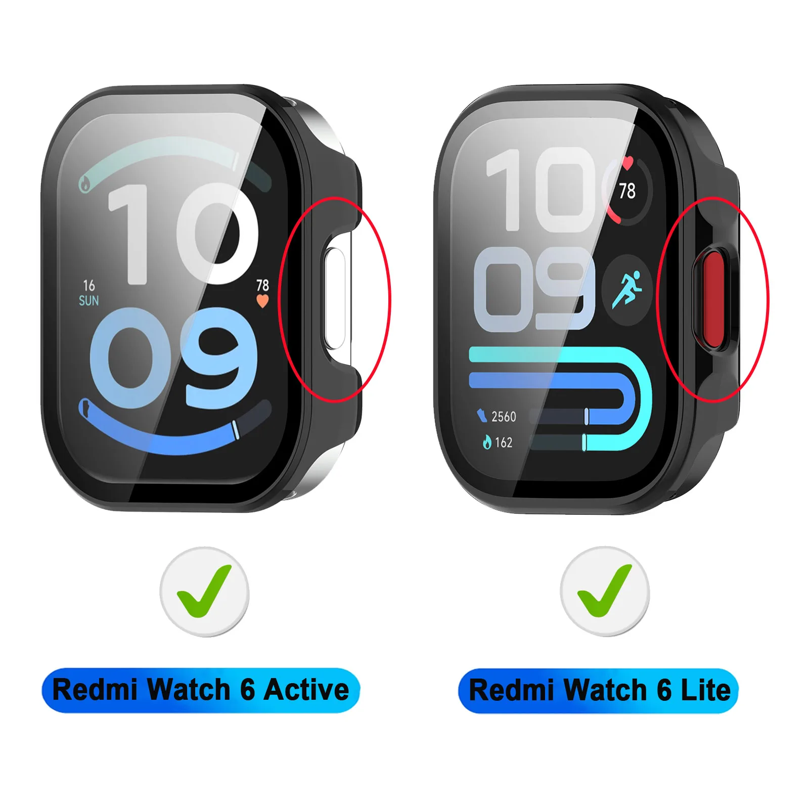 Tempered Glass Hard PC Protective Case for Xiaomi Redmi Watch 6 Active Watch Case for Redmi Watch6 Lite Screen Protector Bumper