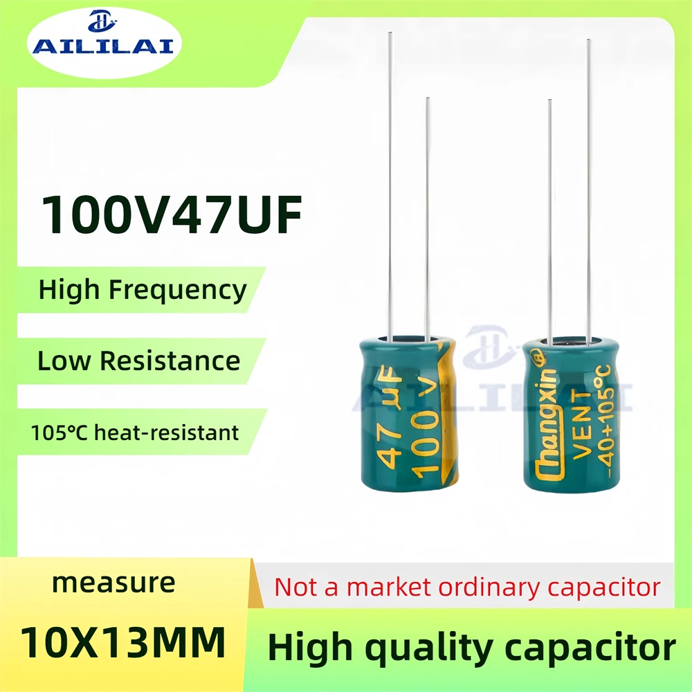 20PCS Original 100v47uf Low ESR/Impedance High Frequency 100V 47UF Aluminum Electrolytic Capacitor 100V47UF Size: 10x13/8x12MM