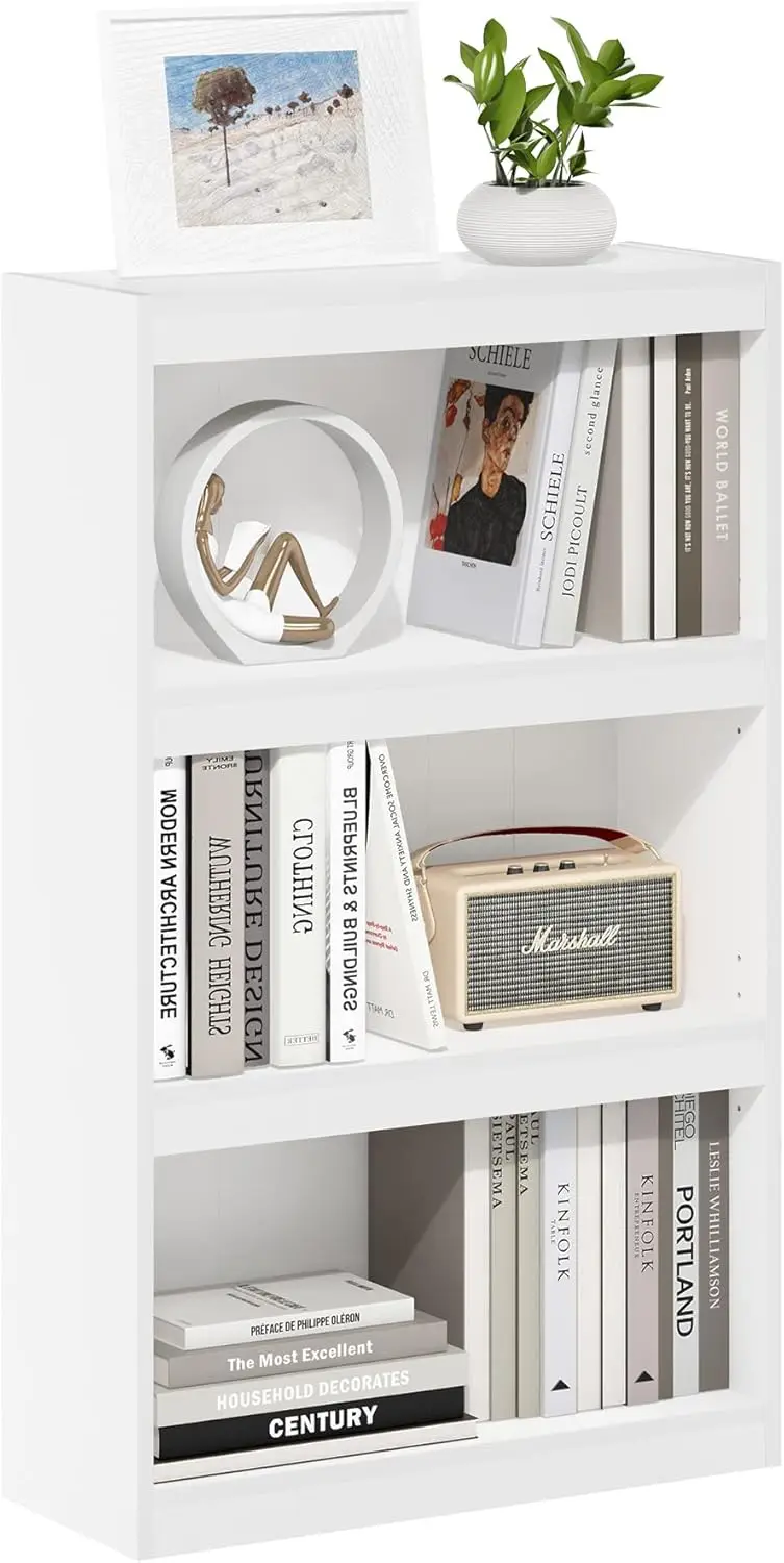 

3-х уровневая регулируемая книжная полка, белая - современный минималистичный дизайн для домашнего офиса и гостиной