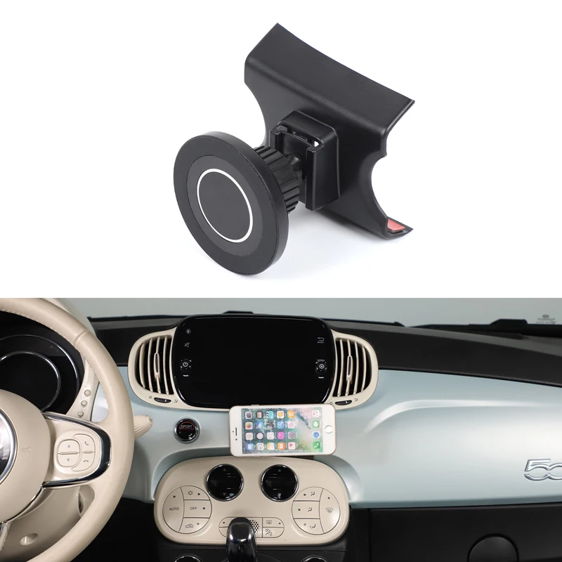 

Держатель для телефона на центральную консоль Fiat 500 (2007-2025) с креплением на магните, подходит для всех смартфонов