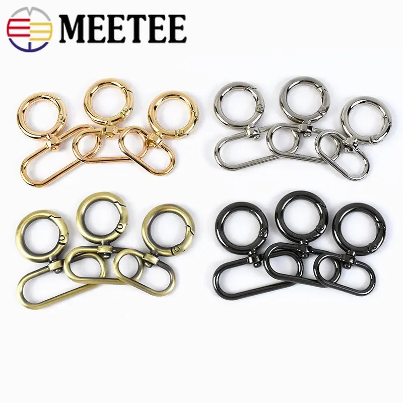 5/10Pcs 15-38mm Oval Spring Buckles Metal Bag Swivel Clasp Dog Collar Ring Clip Buckle Keychain Hook DIY Hardware Accessories