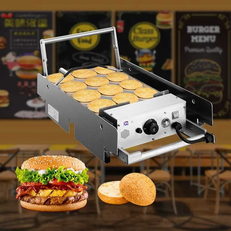 Electric Hamburger Bun Toaster Machine Burger Bread Heating Warming Machine