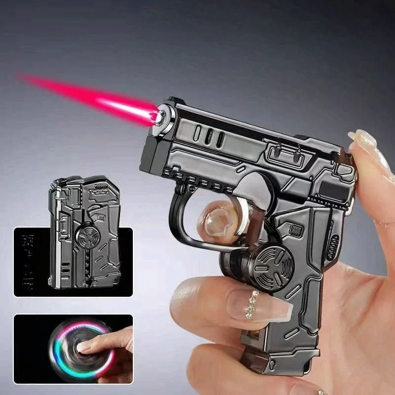 Creative and personalized folding handgun windproof lighter, cool light effect, can be given to friends for smoking and playing