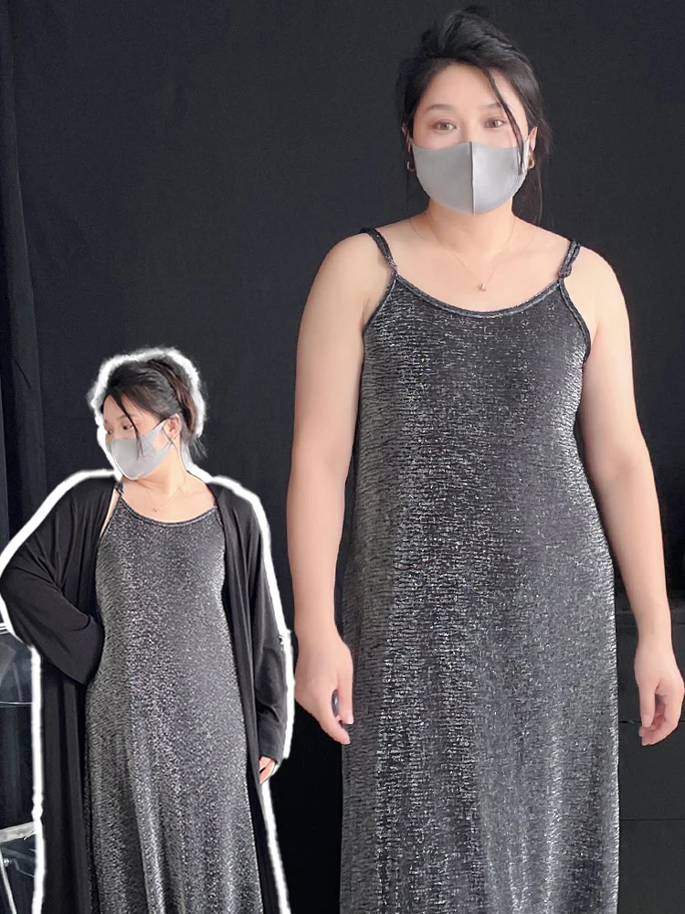 

Длинный свободный костюм-двойка А-силуэта миди больших размеров, корейский стиль, с вырезами, из полиэфирного волокна, с застежкой, цветной, для стройности