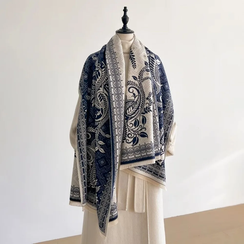 

Trendy Versatile Imitation Cashmere Scarf Windproof Luxury Pashmina Blanket Elegant Warm Female Shawl Winter Season